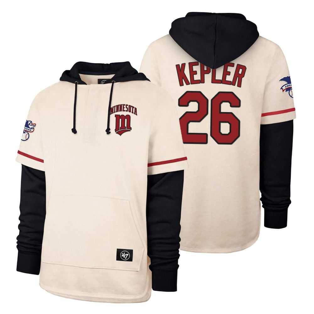 Men Minnesota Twins 26 Kepler Cream 2021 Pullover Hoodie MLB Jersey